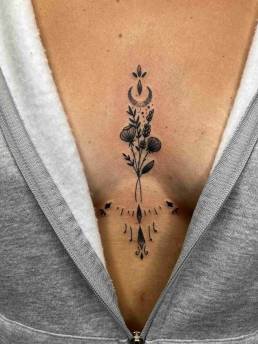 Heartbeat Tattooatelier Schweinfurt, Tattoo, Fineline, Under boob, underboobtattoo