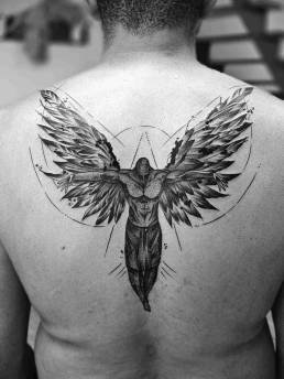 Tattoo Schweinfurt, Heartbeat Tattoo Schweinfurt, Tätowierer Schweinfurt, Tattoo Studio Schweinfurt, Tattoostudio Schweinfurt, Tattoo Würzburg, Tattoo Haßfurt, Tattoo Gerolzhofen, Engel, Rücken